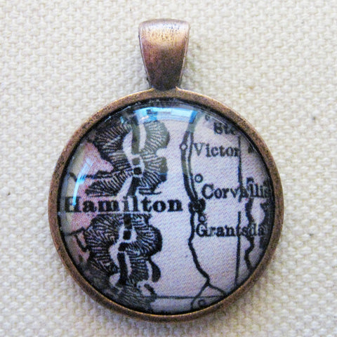 Hamilton Montana Vintage Map Pendant