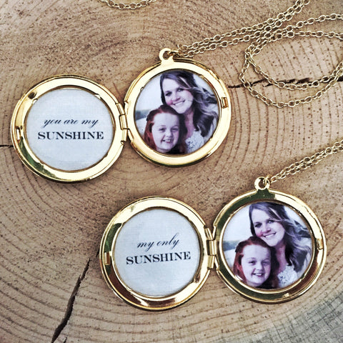 You Are My Sunshine Custom Photo Locket Set (2 lockets)