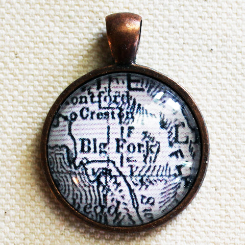 Big Fork Montana Vintage Map Pendant