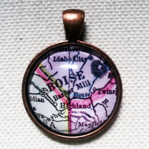 Boise Idaho Vintage Map Pendant