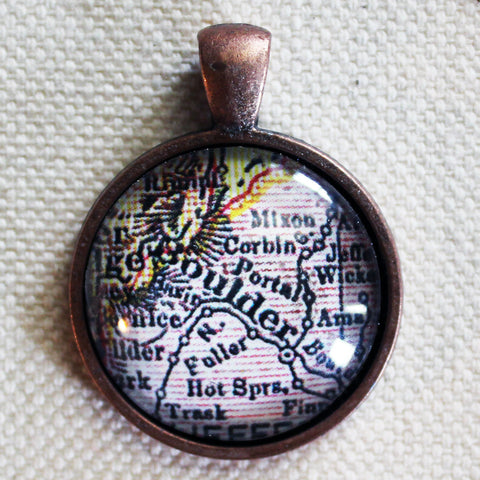 Boulder Montana Antique Vintage Map Pendant