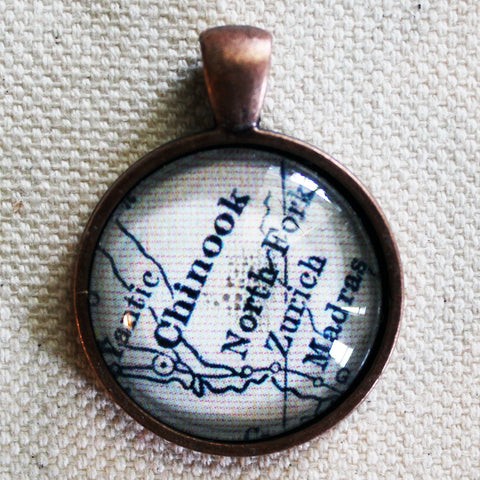 Chinook Montana Vintage Map Pendant