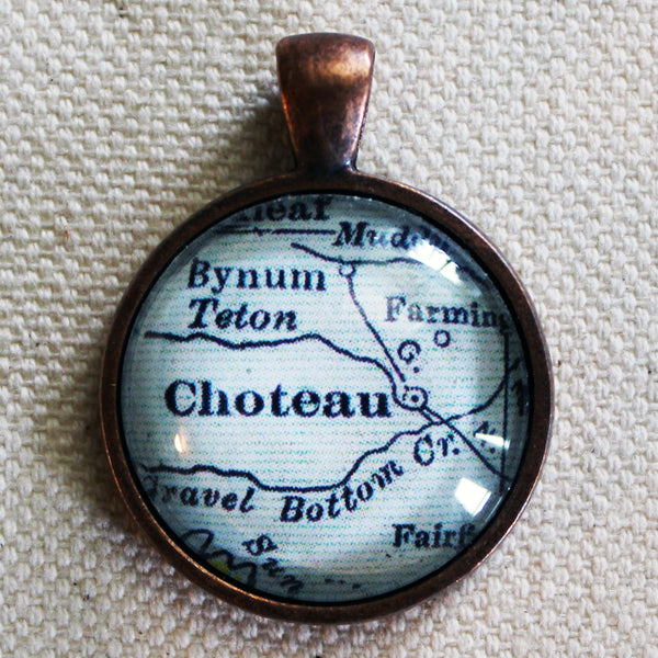 Choteau Montana Vintage Map Pendant