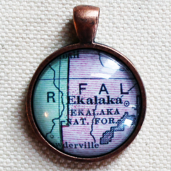 Ekalaka Montana Vintage Map Pendant
