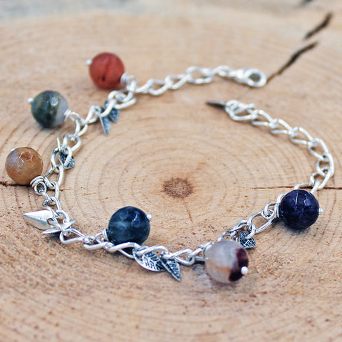 Quartz Bracelet with Leaf Accents