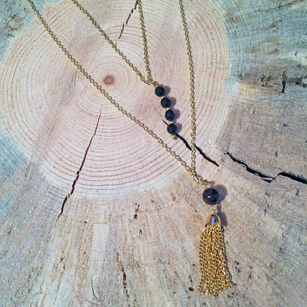 Tassel Necklace with Garnet