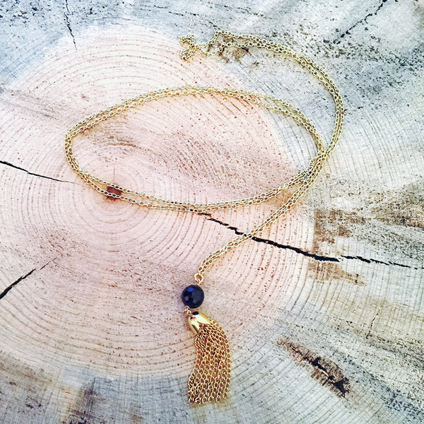 Tassel Necklace with Garnet