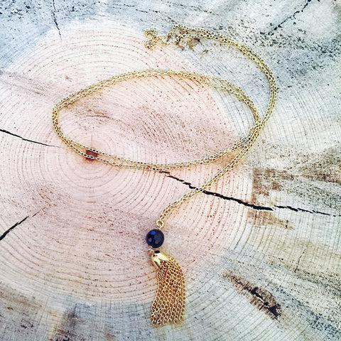 Tassel Necklace with Garnet