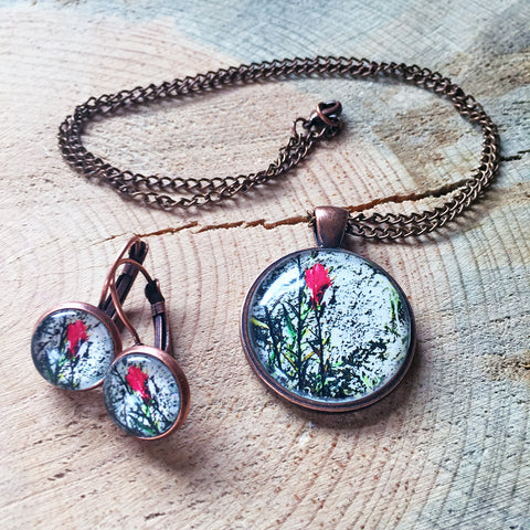 Montana Wildflower Photo Jewelry - Prairie Fire (Indian Paintbrush)