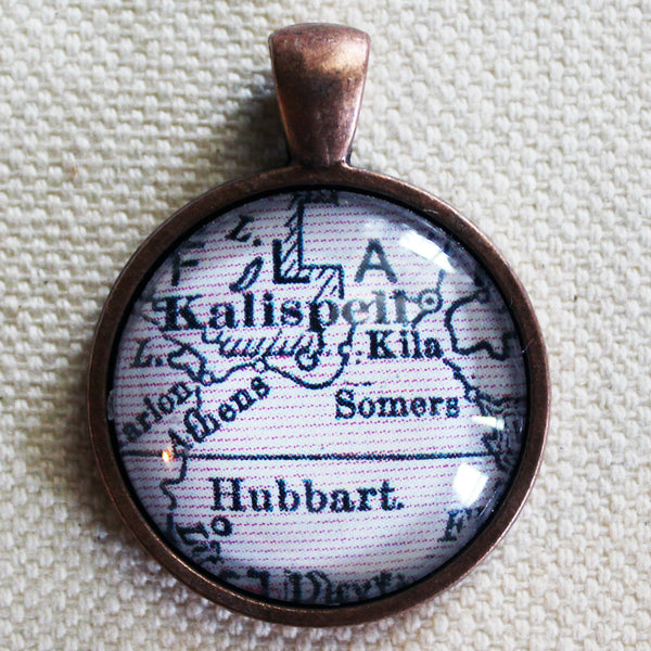 Kalispell Montana Vintage Map Pendant