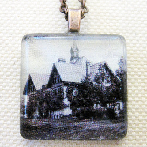 Montana Hall, Montana State University Vintage Postcard Necklace