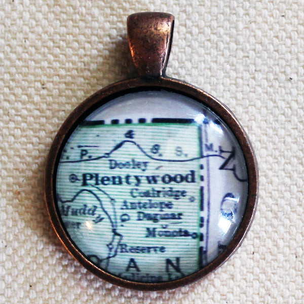 Plentywood Montana Vintage Map Pendant