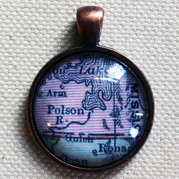 Polson Montana Vintage Map Pendant
