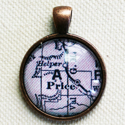 Price Utah Vintage Map Pendant