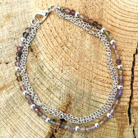 Triple-Strand Bracelet with Rutilated Quartz