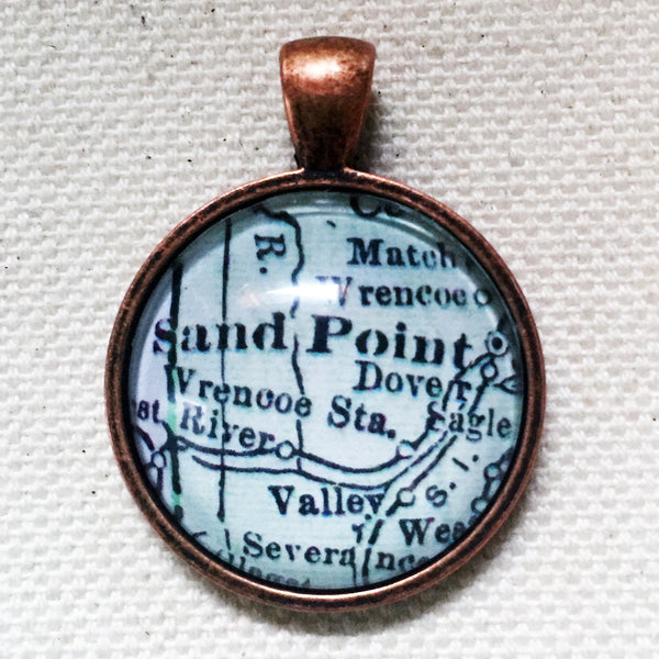 Sand Point Idaho Vintage Map Pendant