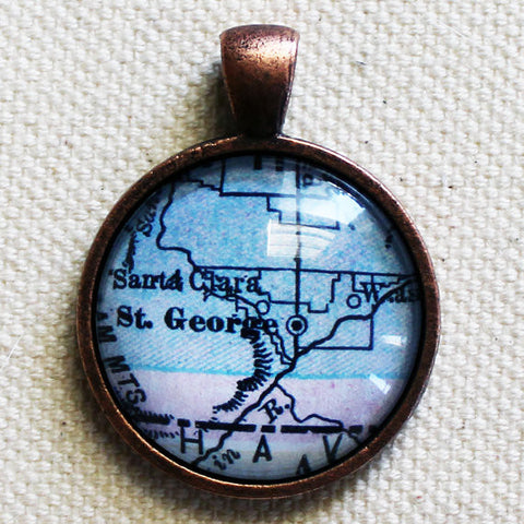 St. George Utah Vintage Map Pendant