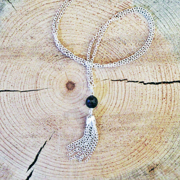 Tassel Necklace with Garnet