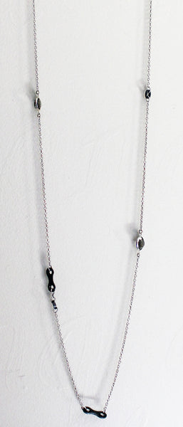 Long Upcycled Bicycle Chain Necklace with Vintage Round Swarovski Crystals
