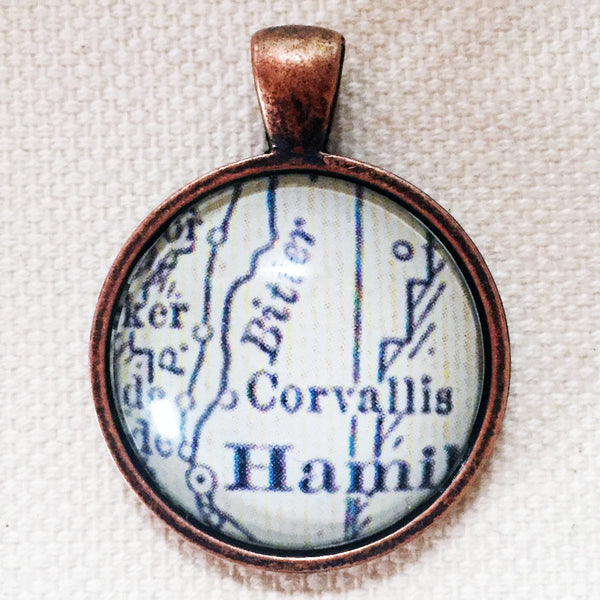 Corvallis Montana Vintage Map Pendant
