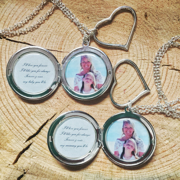 Love You Forever Matching Custom Photo Lockets (2 lockets)