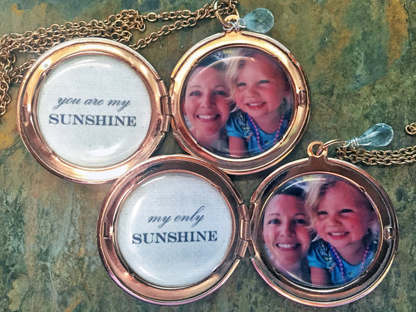 You Are My Sunshine Custom Photo Locket Set (2 lockets)