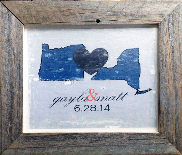Custom Anniversary Canvas with Barnwood Frame - Two State