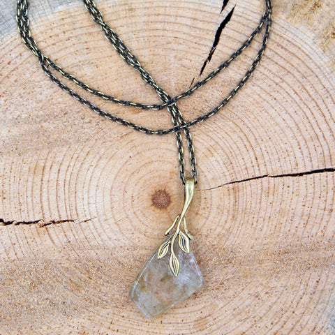 Quartz Pendant in a Leaf Setting