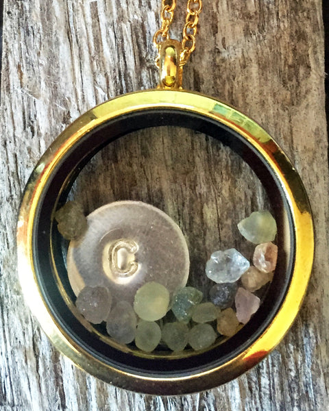 Montana Sapphire Floating Locket with Monogrammed or Montana-Stamped Disc