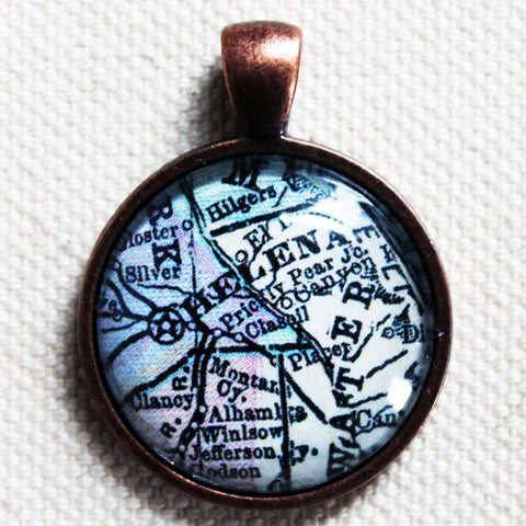 Helena Montana Vintage Map Pendant