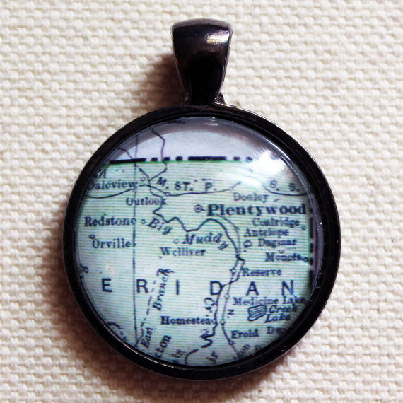 Custom Montana Vintage Map Pendant