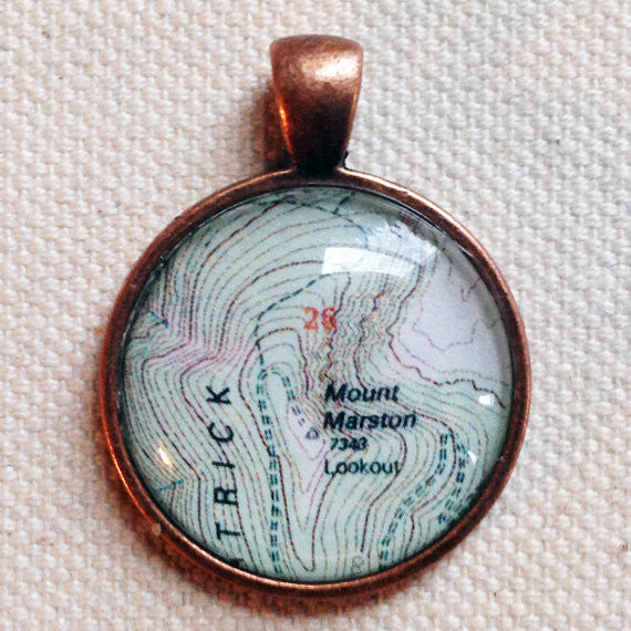 Custom Topographic Map Pendant for Necklaces, Keychains, and Bottle Openers