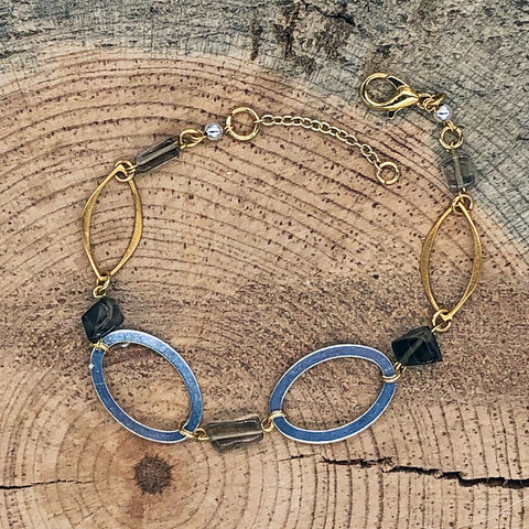 Mixed-metal Bracelet with Smoky Quartz