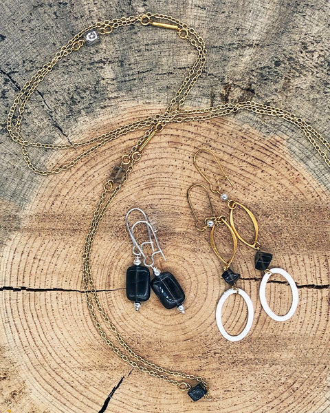 Smoky Quartz Earrings with Gold or Silver Accents