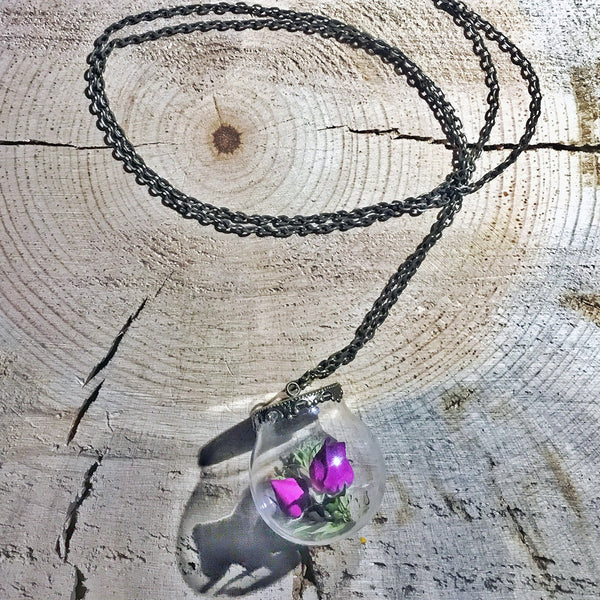 Montana Wildflower and Pine Terrarium Necklace