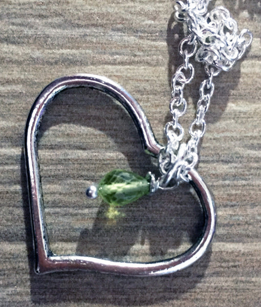 Custom Open Heart Necklace with Gemstone Briolette