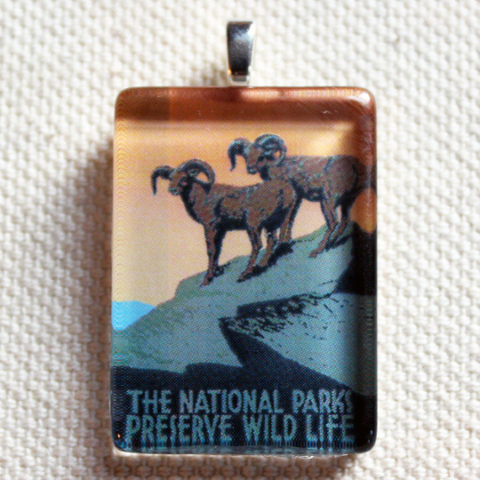 Preserve Wildlife Montana WPA Poster Pendant for Necklaces - great Montana jewelry, Montana gift, nature lovers gift