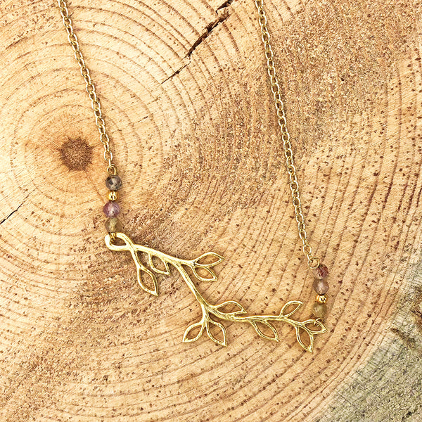 Branch Necklace with Rutilated Quartz