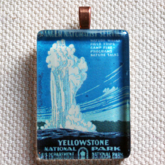 Yellowstone National Park WPA Poster Pendant for Necklaces - great Montana gift, nature lovers gift, national park jewelry